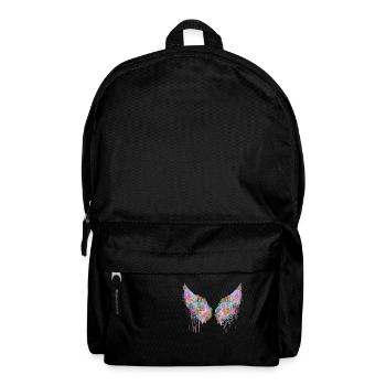angelwings,wings,colorful,angel wings,flowers - Backpack - black - Front