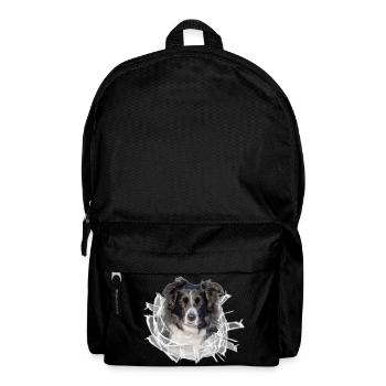 Border Collie im *Glas-Loch* - Rucksack - Schwarz - Vorne