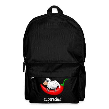 Superschaf, Schaf, Chili, lustiges Schaf, scharf - Rucksack - Schwarz - Vorne