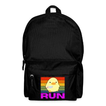 Race Run Duck with Knife Meme Funny Saying Fun - Backpack - black - Front