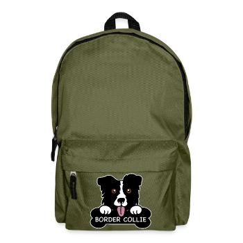 Border collie and bones - Backpack - olive green - Front