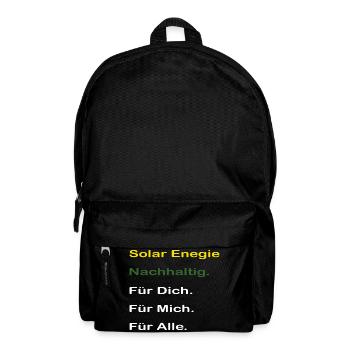 Solar Enegie für alle. Autarker Solarstrom Speiche - Rucksack - Schwarz - Vorne