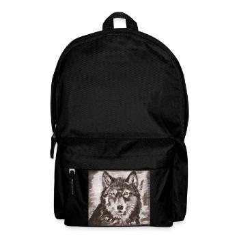 Wolf's Portrait – Powerful Wolf Sketch - Backpack - black - Front