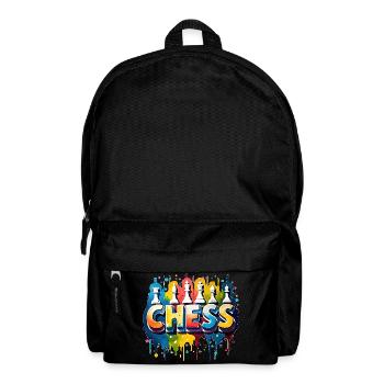 Schach mit Figuren, weißer Rand - Rucksack - Schwarz - Vorne