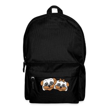 2 chiens Carlin Homme Femme Couple Deux Amoureux Amour - Sac à dos - noir - Devant