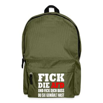 fick die afd - Rucksack - Olivgrün - Vorne