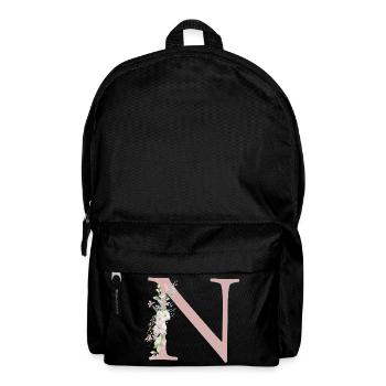 N Monogramm, Floral, personalisierbar - Rucksack - Schwarz - Vorne