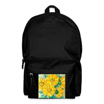 Sonnenblumen bemalt mit Express-Pinsel - Rucksack - Schwarz - Vorne