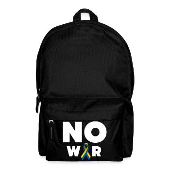 No War text with Ukrainian solidarity ribbon - Backpack - black - Front