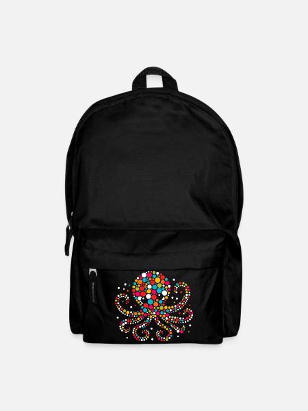Fleckiges buntes Punkt-Oktopus-Mosaik - Rucksack - Schwarz