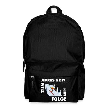 Pour l’après-ski ? Suivez-moi! – Hüttengaudi Spruch - Sac à dos - noir - Devant