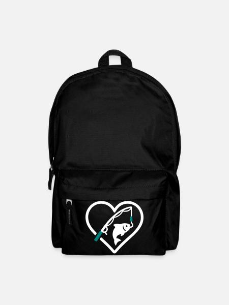 Angelherz Fischrute Natur Geschenk - Rucksack - Schwarz