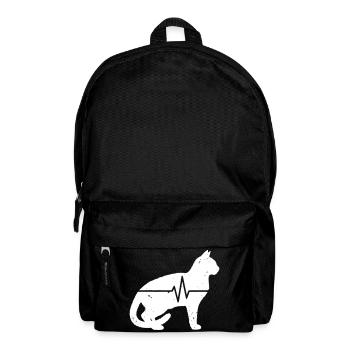 Katze Sitzend Herzschlag EKG Vintage Vektor - Rucksack - Schwarz - Vorne