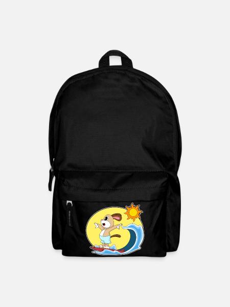 Hund Surfen Surfbrett Sommer - Rucksack - Schwarz