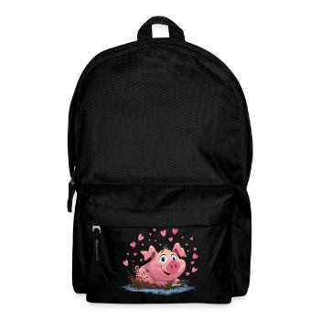 Schweinchen im Schlammherz - Rucksack - Schwarz - Vorne