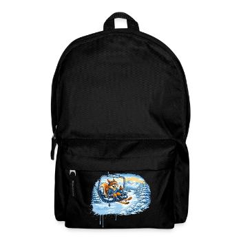 Funny squirrel in the ski lift – winter fun motif - Backpack - black - Front