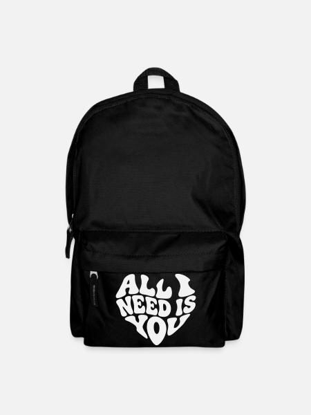 All I Need Is You - Valentine White Heart - Backpack - black