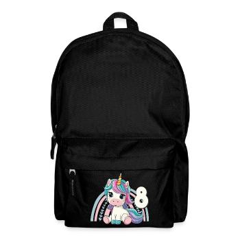 8e anniversaire Licorne Arc-en-ciel mignonne - Sac à dos - noir - Devant