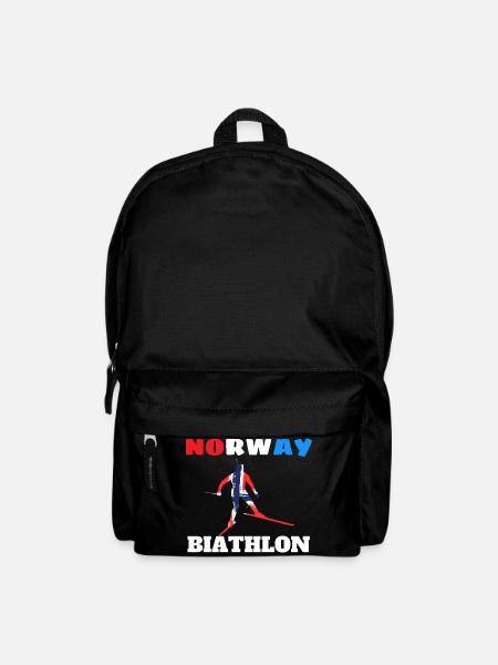 Biathlete silhouette with Norwegian flag - Backpack - black