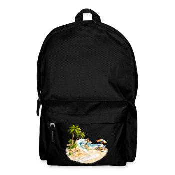 Surfer on the beach with palm trees and wave - Backpack - black - Front