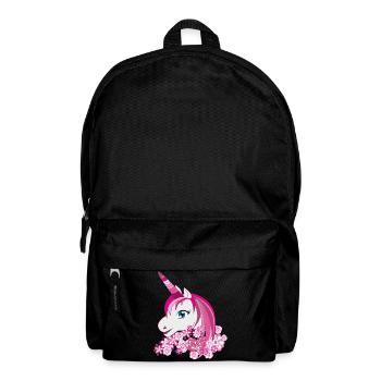 Pink unicorn with flower crown - Backpack - black - Front