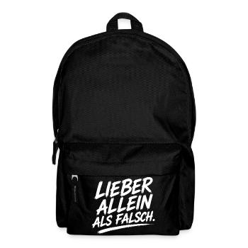 Lieber Allein Als Falsch Typo - Rucksack - Schwarz - Vorne