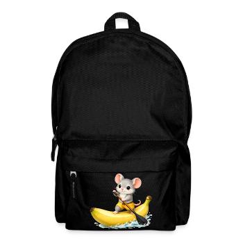 Süße Maus auf Banane SUP Kawaii Motiv - Rucksack - Schwarz - Vorne