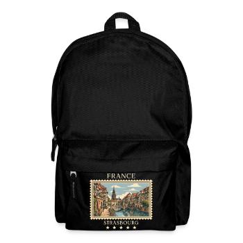 Frankreich Straßburg Vintage Reisemarke - Rucksack - Schwarz - Vorne