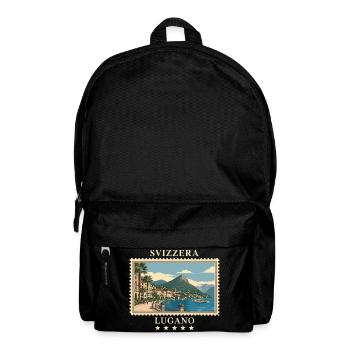 Schweiz Lugano Vintage Reisemarke - Rucksack - Schwarz - Vorne