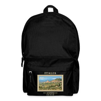 Italien Assisi Vintage Reisemarke - Rucksack - Schwarz - Vorne