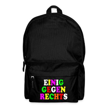 Einig gegen rechts - Rucksack - Schwarz - Vorne