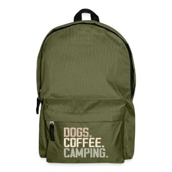 Hunde Kaffee Camping Lustige Camper - Rucksack - Olivgrün - Vorne