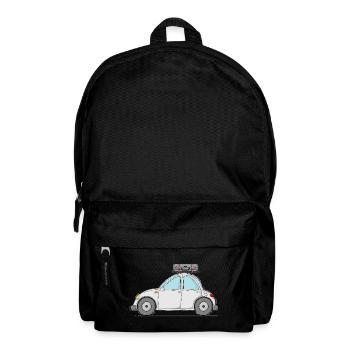 Voiture avec valise sur le toit en gris - Sac à dos - noir - Devant