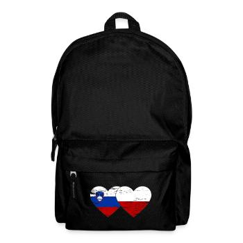 Slovenia Poland flag heart used - Backpack - black - Front