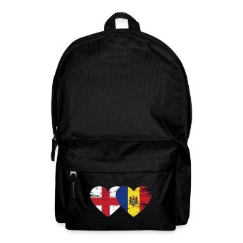 England Moldova flag heart used - Backpack - black - Front
