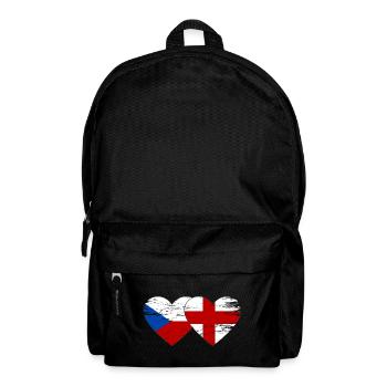 Czech Republic England Flag Heart used - Backpack - black - Front