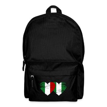 Italy Nigeria flag heart used - Backpack - black - Front