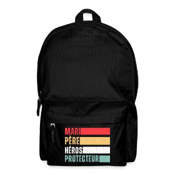 Mari père héros protecteur cadeau fête des pères - Sac à dos - noir - Devant