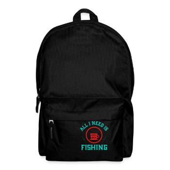 ALLES, WAS ICH BRAUCHE, IST KAFFEE UND ANGELN - Rucksack - Schwarz - Vorne