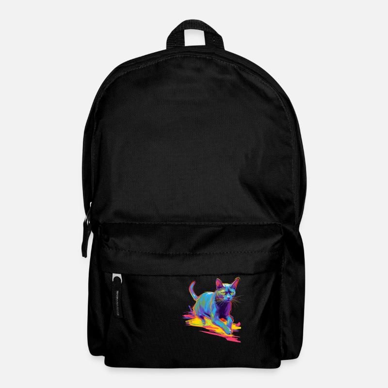 Bunte Katze Neon - Rucksack - Schwarz