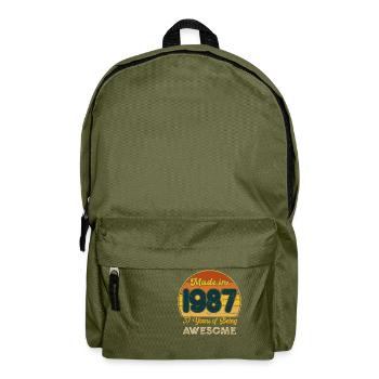 Né en 1987 - Vintage 1987 Anniversaire Rétro - Sac à dos - vert olive - Devant