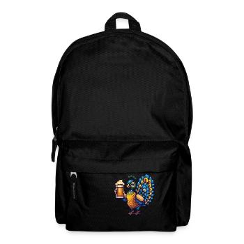 Peacock Bird Beer Pixel - Backpack - black - Front