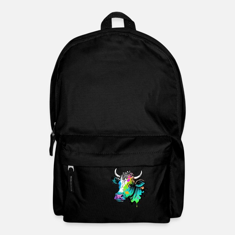 Kuh Kopf Bunt Zeichnung - Rucksack - Schwarz