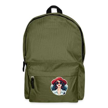 Girl Christmas Illustration - Backpack - olive green - Front