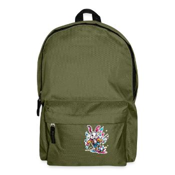 Lapin de football / Animal / Football / But / Sport - Sac à dos - vert olive - Devant