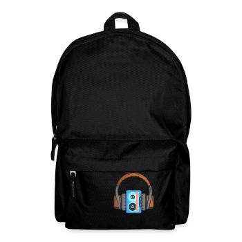 Headphones and audio cassette - Backpack - black - Front
