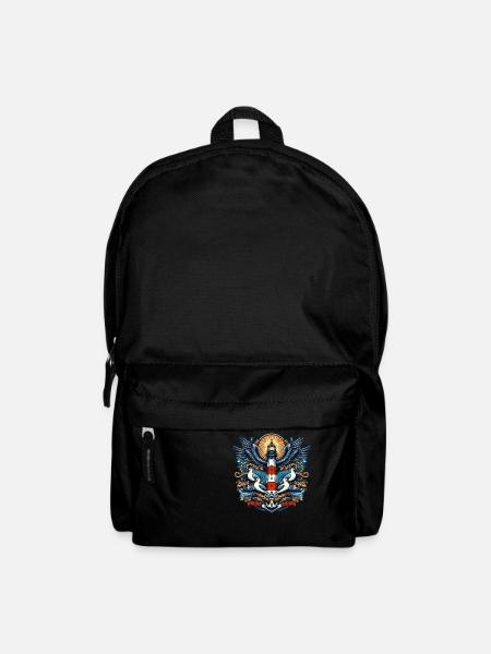 Leuchtturm mit Möwen - Rucksack - Schwarz