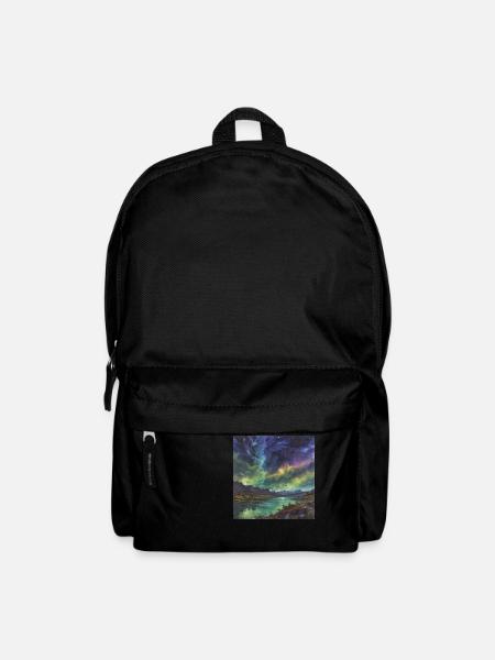 Northern Lights over the Tranquil Lake - Backpack - black