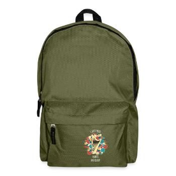 Harp Gift Musical Instrument Musician Plucking - Backpack - olive green - Front