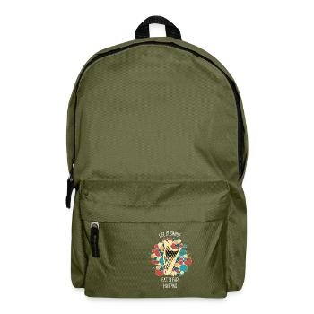 Harp Gift Musical Instrument Musician Plucking - Backpack - olive green - Front